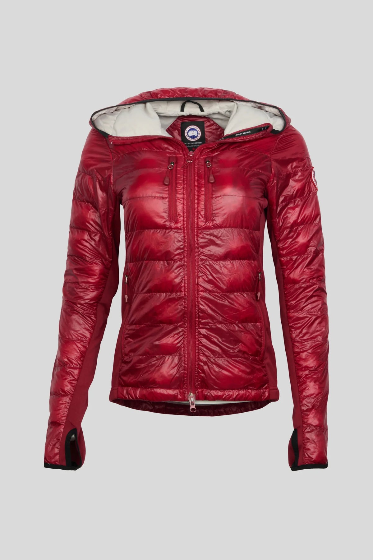 Canada Goose Red Glossy Hooded Quilted Jacket